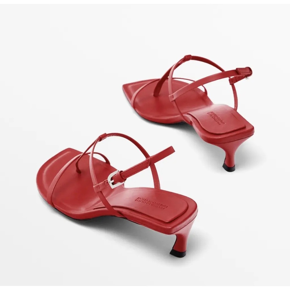NWT Massimo Dutti Red Leather Sandals - LIMITED EDITION
